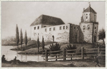 Zamek w Besiekierach I poł. XIX w. - akwarela